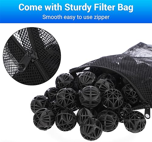 Miniatura 3 de Segarty Bolas biológicas para acuario, filtro de estanque Koi de 1 pulgada, bola bio con esponja para filtro de acuario, filtro de recipiente de