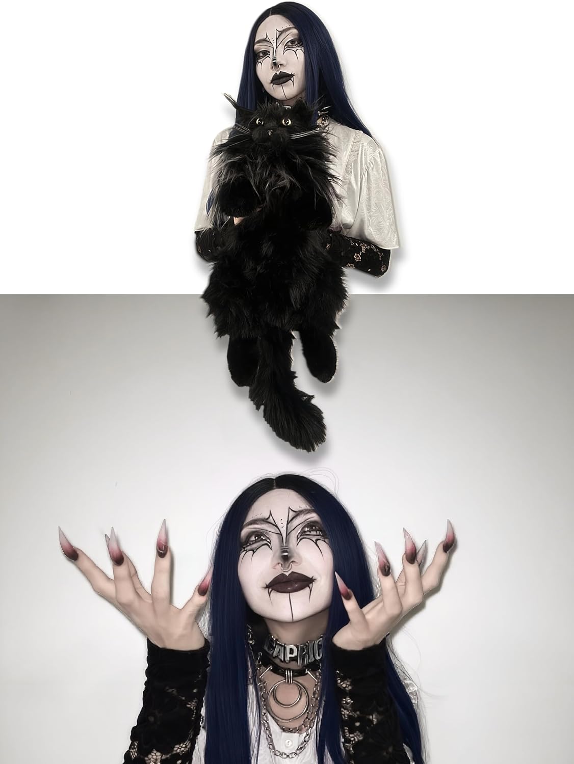 Chongker Black Realistic Cat Plush Backpack, Black Cat Gothic Accessories - Soft Stuffed Animal Handbag with Adjustable Straps, Gothic Gifts for Women - Image 2