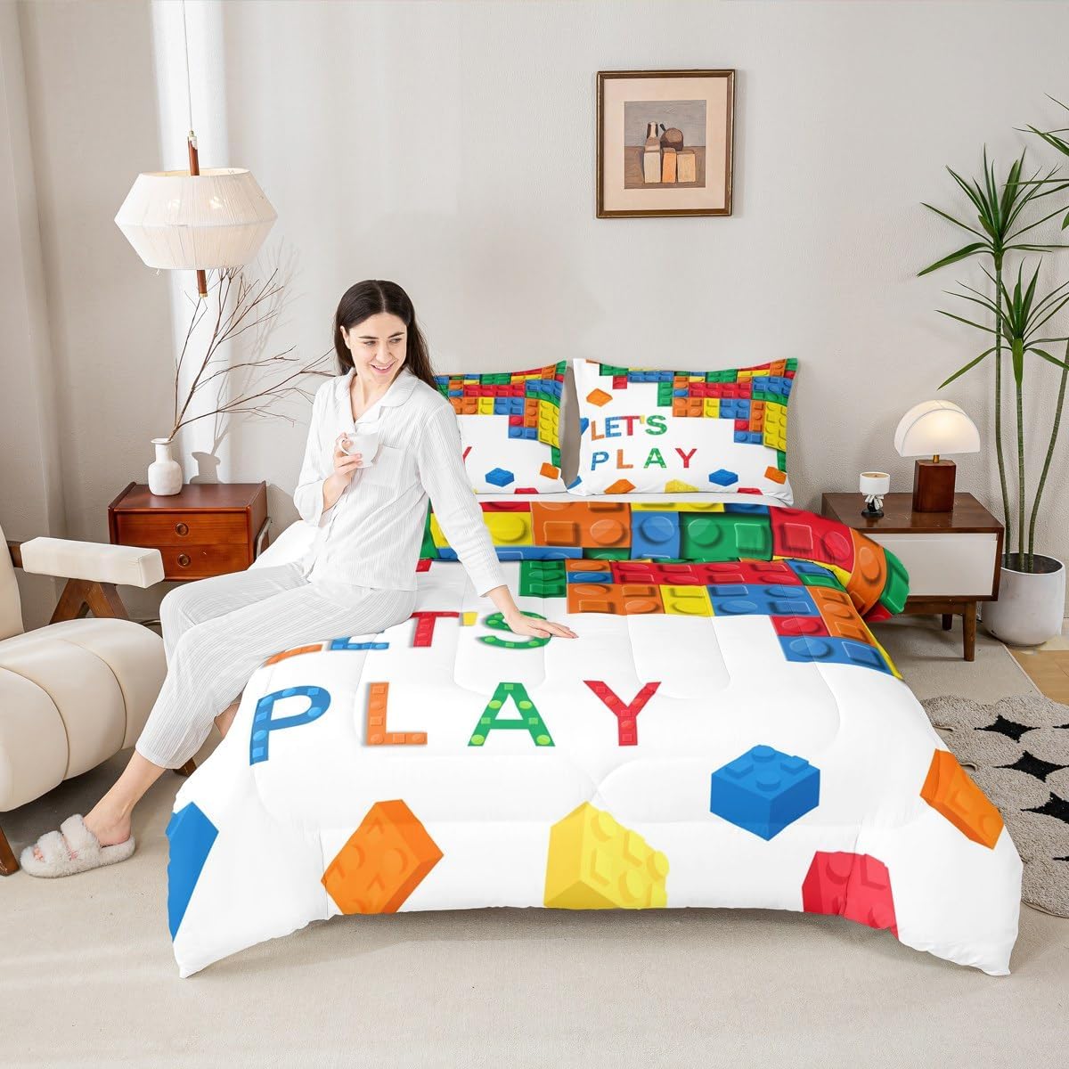 Feelyou Building Block Brick Comforter Set Twin Size Kids Boys Bedding image 5