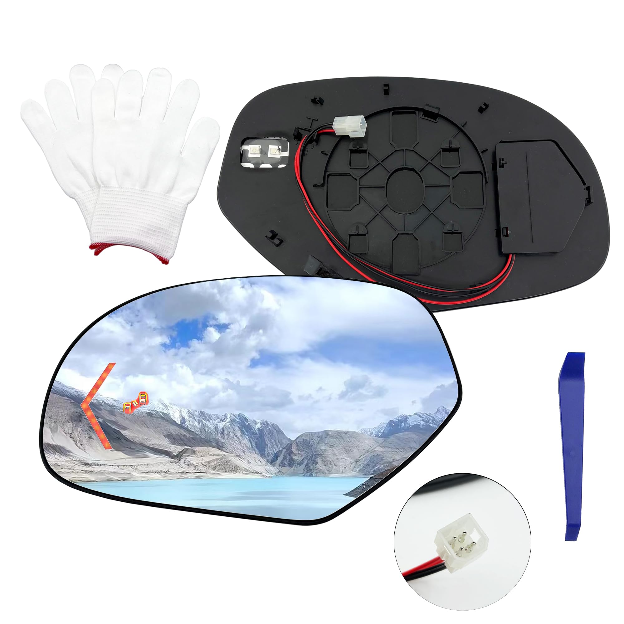 MENGYUCAR Replacement Left driver side Mirror Glass compatible with 2009-2014 Cadillac Escalade,GMC,2009-2014 Chevrolet Suburban,2009-2014 GMC Yukon,