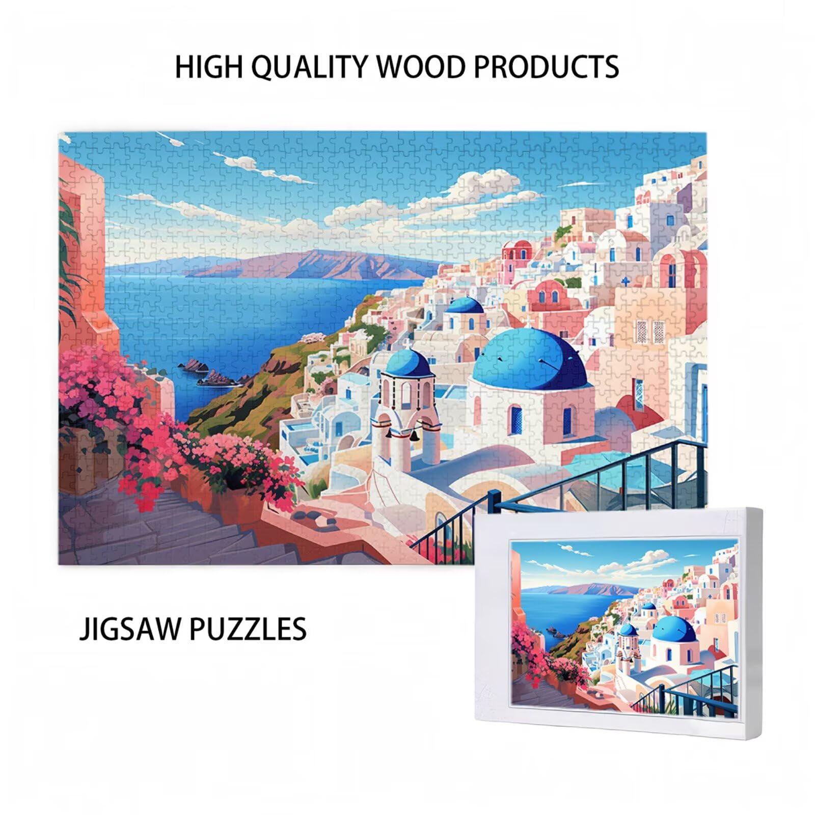5000 sztuk puzzli dla dorosłych, kreatywne niemożliwe puzzle dla dorosłych początkujących, duża drewniana układanka z plakatem i pudełkiem do przechowywania, wystrój domu, motyw: kwiat i Morze