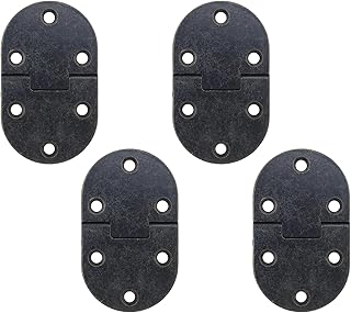 Iron Butler Tray Folding Table Hinges 2Pcs Dark Bronze, 2.56 x 1.5 Inch Oval Butt Hinge for Drop Leaf Table, Secretary Desk, Flip Top Furniture, 90 Degree Folding Mechanism