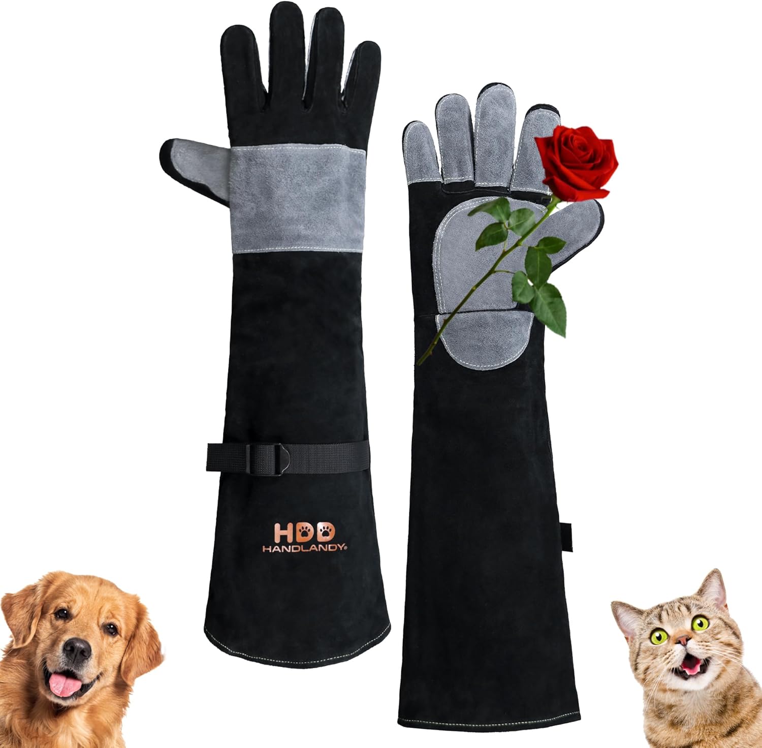 HANDLANDY 24 Inches Animal Handling Gloves Bite-Proof, Scratch-Resistant, Durable Pet Gloves for Dogs, Cats, Falconry