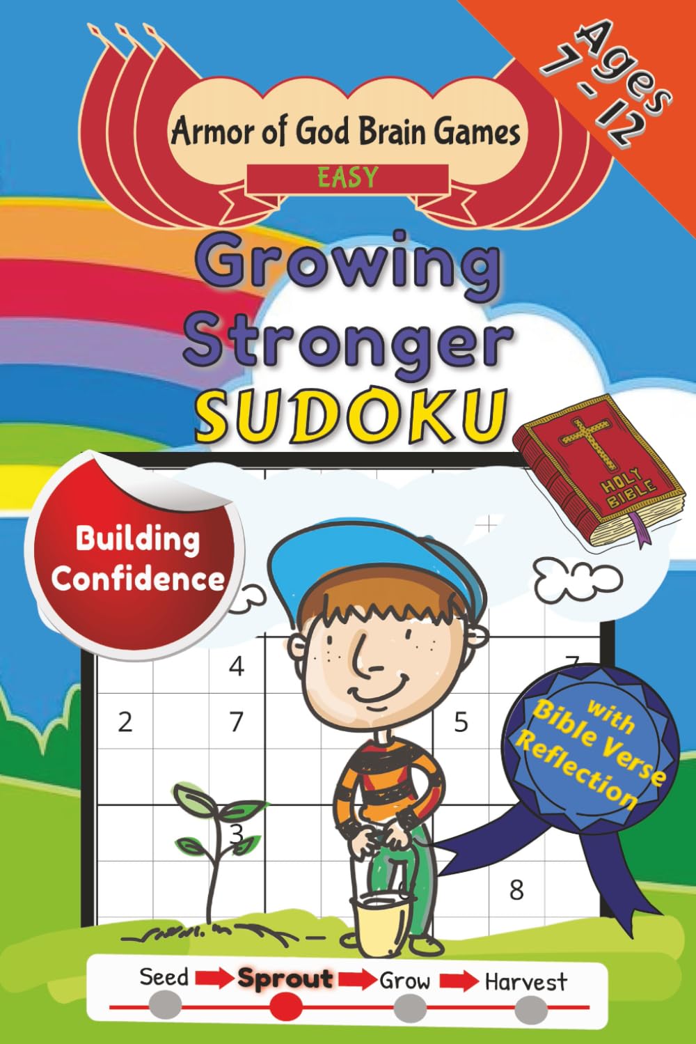 Growing Stronger: Easy Sudoku with KJV Bible Scripture Reflections for Kids Ages 7–12 | Strengthen Focus, Patience & Faith | 50+ Puzzles, 6x9 Inches, 110 Pages