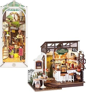 RoWood Book Nook Miniature House Kits, Sunshine Town Bundle NO.17 Cafe, Birthday