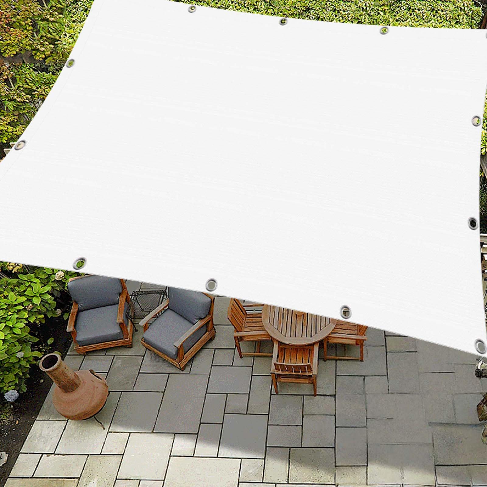 Voile d'ombrage rectangulaire imperméable 375x750 blanc grande taille avec œillets de fixation