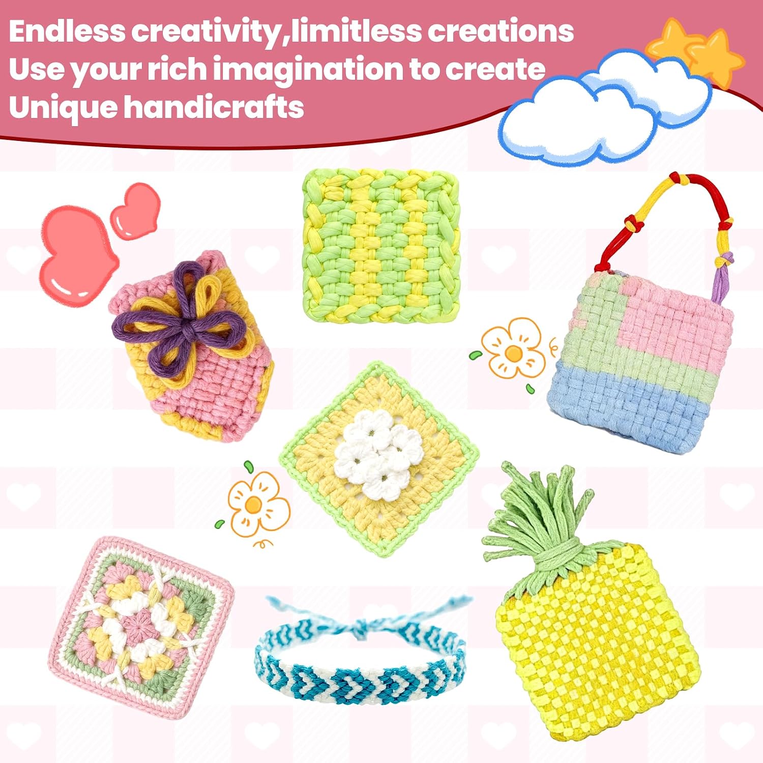 1500 Pcs Weaving Loom Refill Loops with Beads, 15 Colors Weaving Loom Bands for 7-10 Inch Potholder Loops Elastic Pot Holder Loom Refills DIY Knitting Craft Projects for Adults Teens