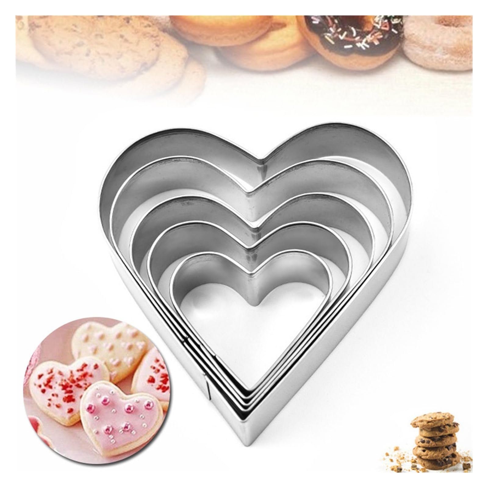 5 pièces bricolage coeur d'amour en acier inoxydable emporte-pièce en acier inoxydable coeur outils de cuisson moules à biscuits for outils de gâteau de la saint-valentin