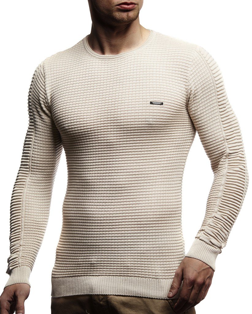 Leif Nelson Strickpullover Herren Rundhals - Dünner Männer Strick Pullover für Winter & Sommer - Coole Crewneck Männer Pullover mit Rundkragen