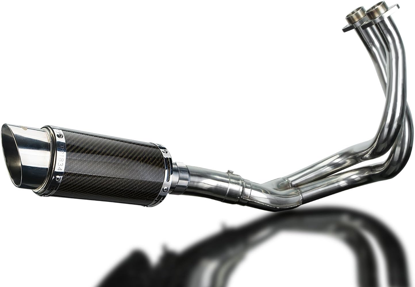 Delkevic Full 4-1 compatible with Kawasaki Z650 Mini 8" Carbon Fiber Round Muffler Exhaust 17-21