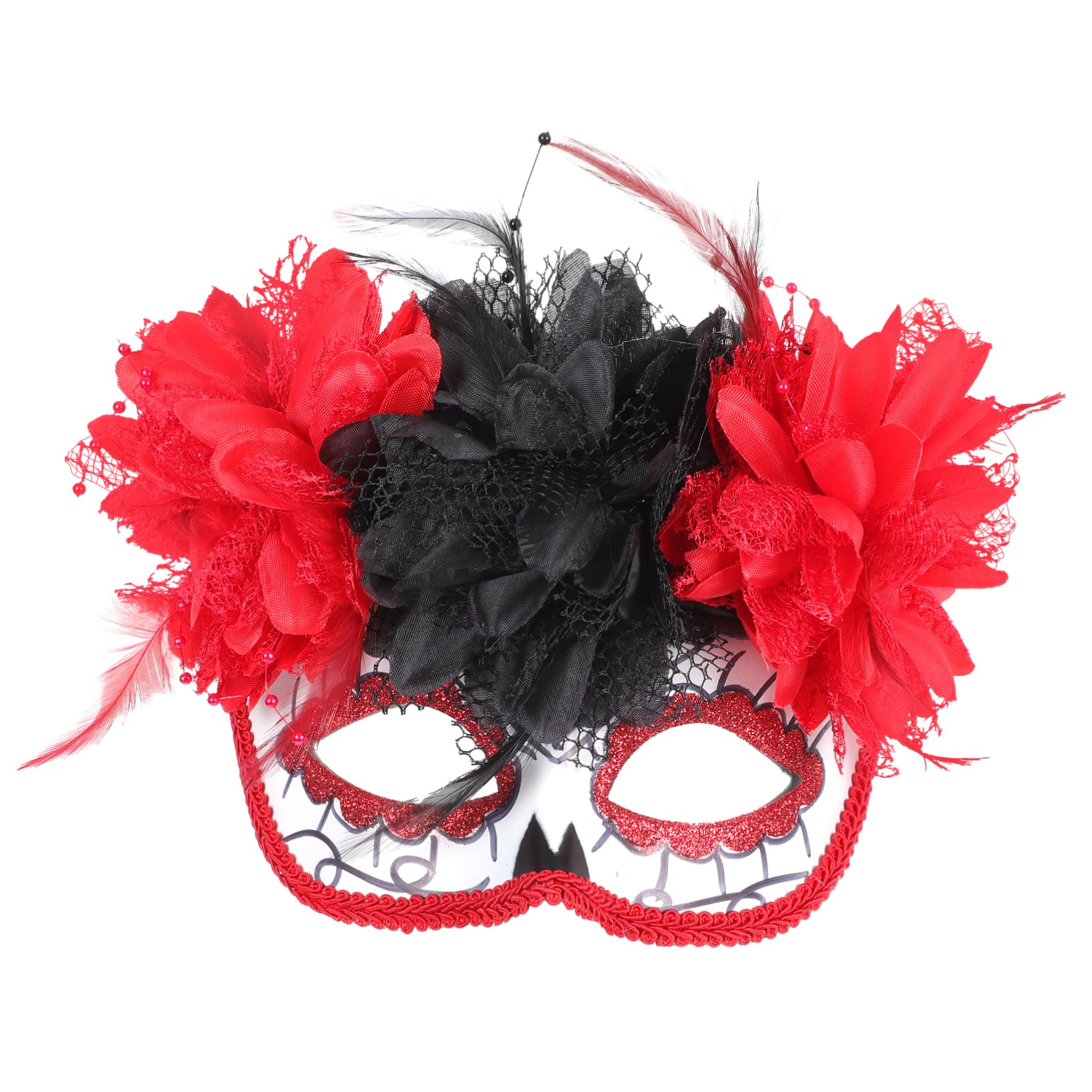 KESYOO 1pc Flower Decorations Floral Costume Prom Props Flowers Decoration Masquerade Party Supplies Funny Halloween Mask Carnival Mask Halloween Decor Face Red Plastic