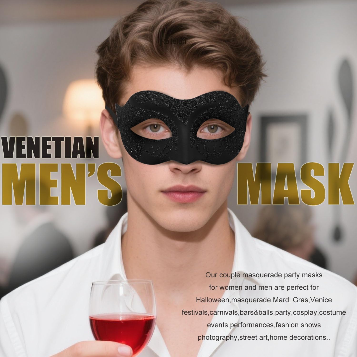 Couple Masquerade Masks for Women Men Venetian Masks for Halloween Carnival Costume Party Prom Ball - Image 6