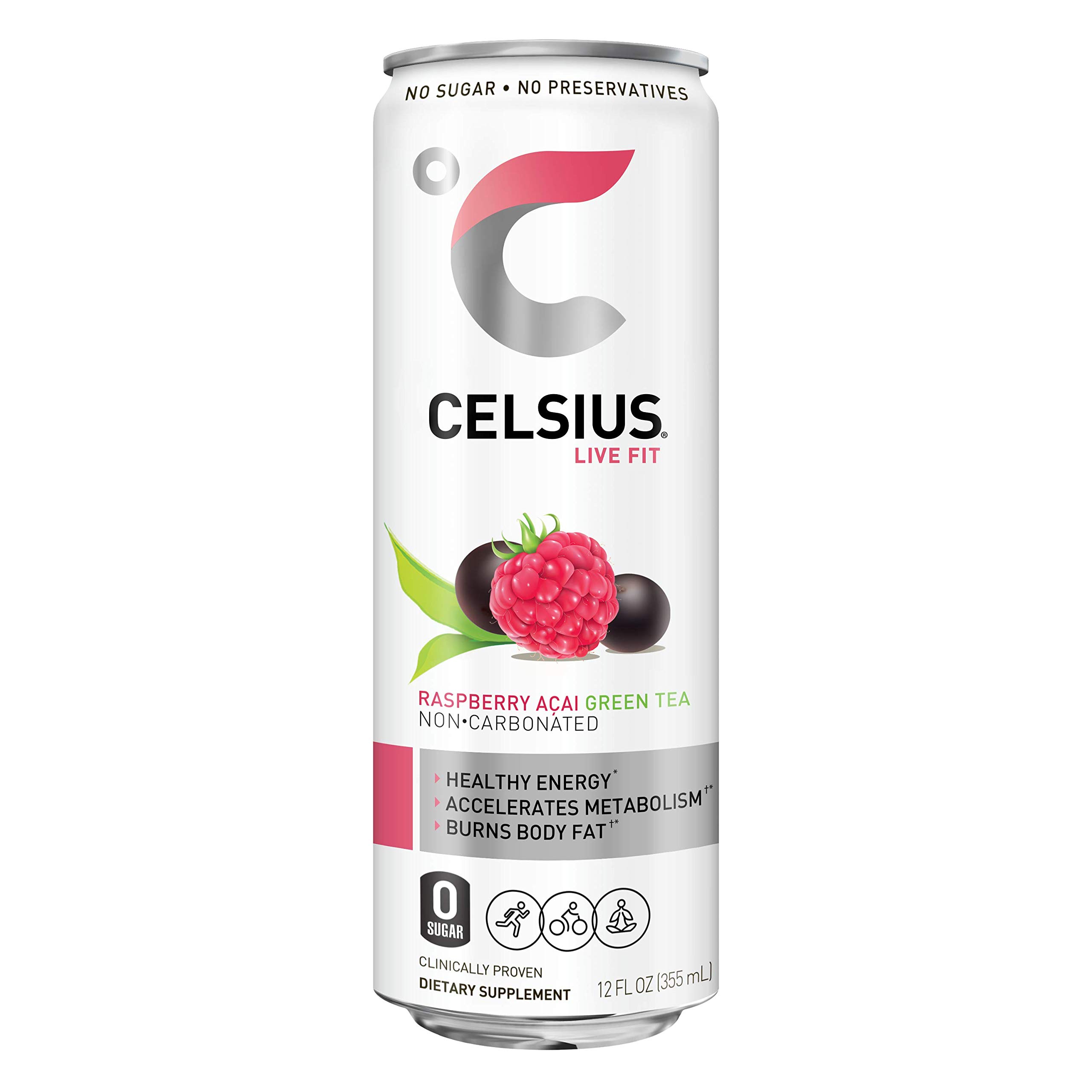 CELSIUS Green Tea NonCarbonated Fitness Drink, Zero Sugar, 12oz. Slim