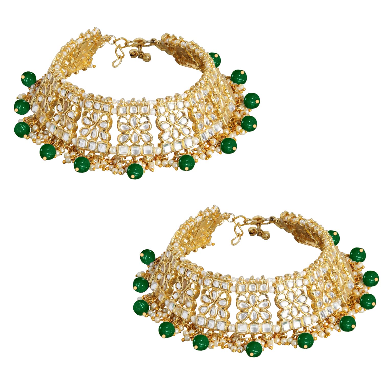Peora Gold Plated Bridal Kundan Pearl Anklet Payal Ethnic Indian Traditional Jewellery for Women (Maroon) (B0963GQFS4) Amazon Price History, Amazon Price Tracker