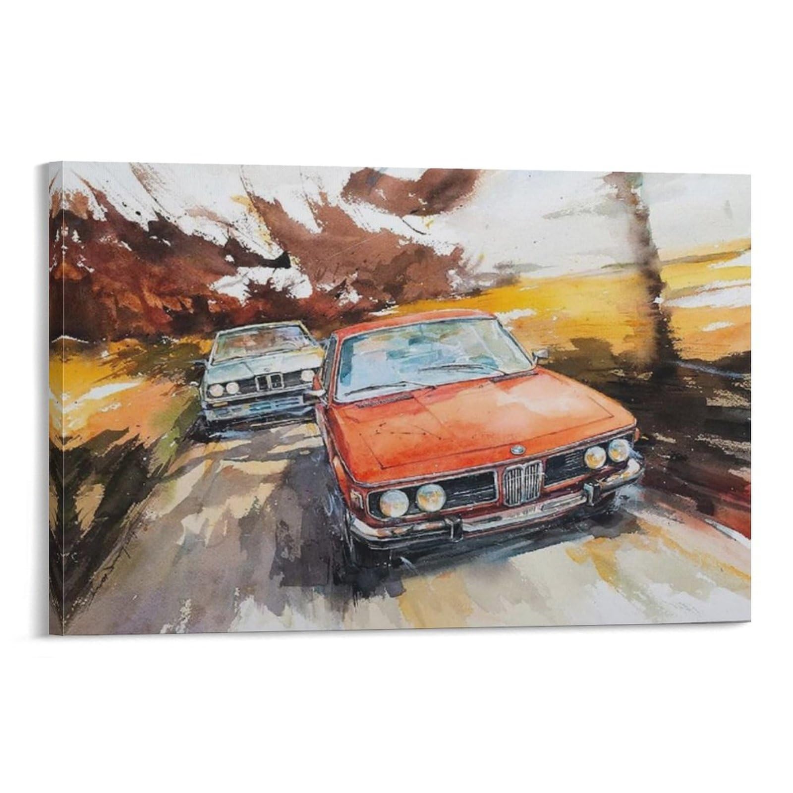 Amazon.co.jp: 水彩画 車 ポスター アートパネル キャンバス 壁アート