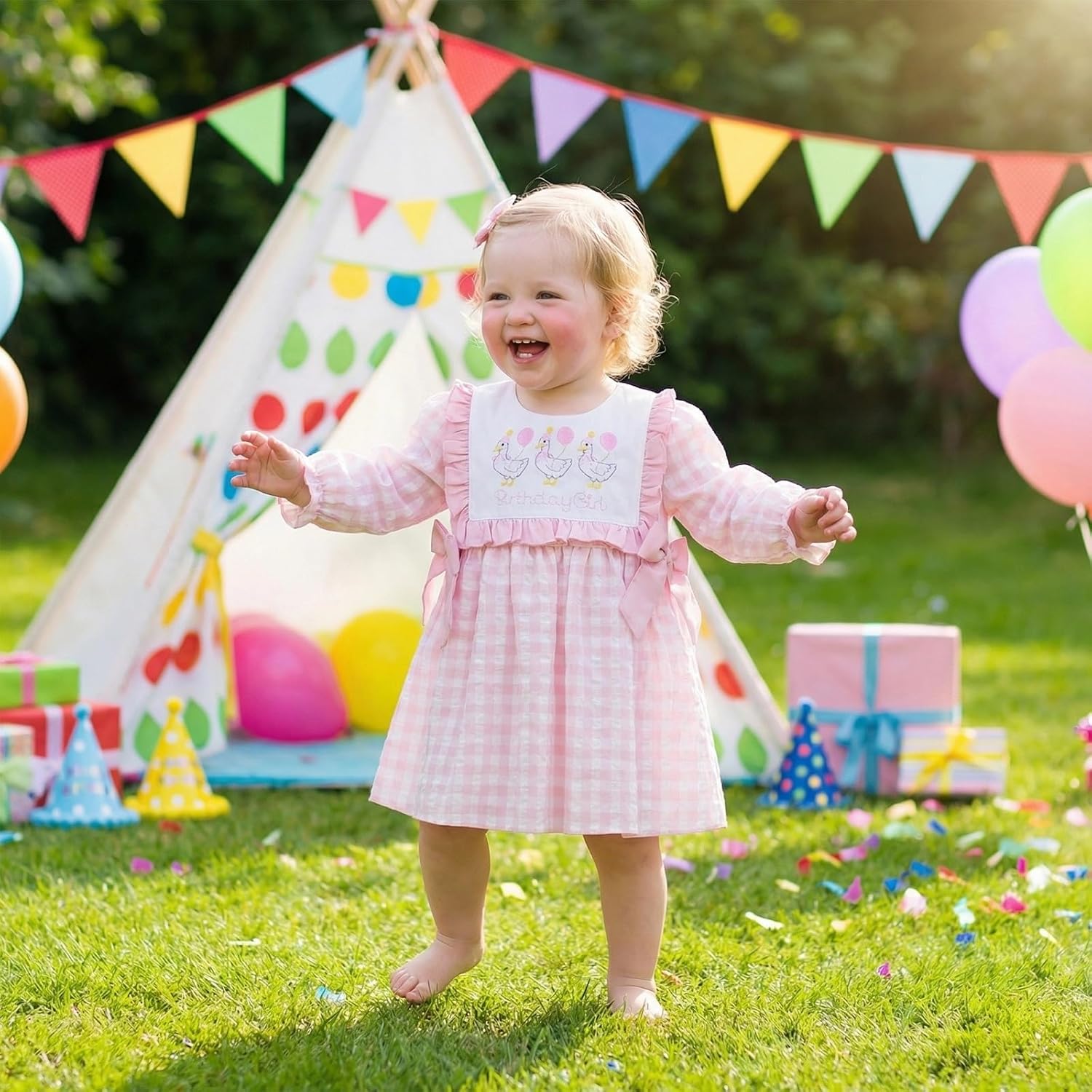 Toddler Baby Girl Fall Outfits Cake Embroidery Smocked Dress Long Sleeve Birthday Girl Dress Cute Smash Cake Clothes - Image 2