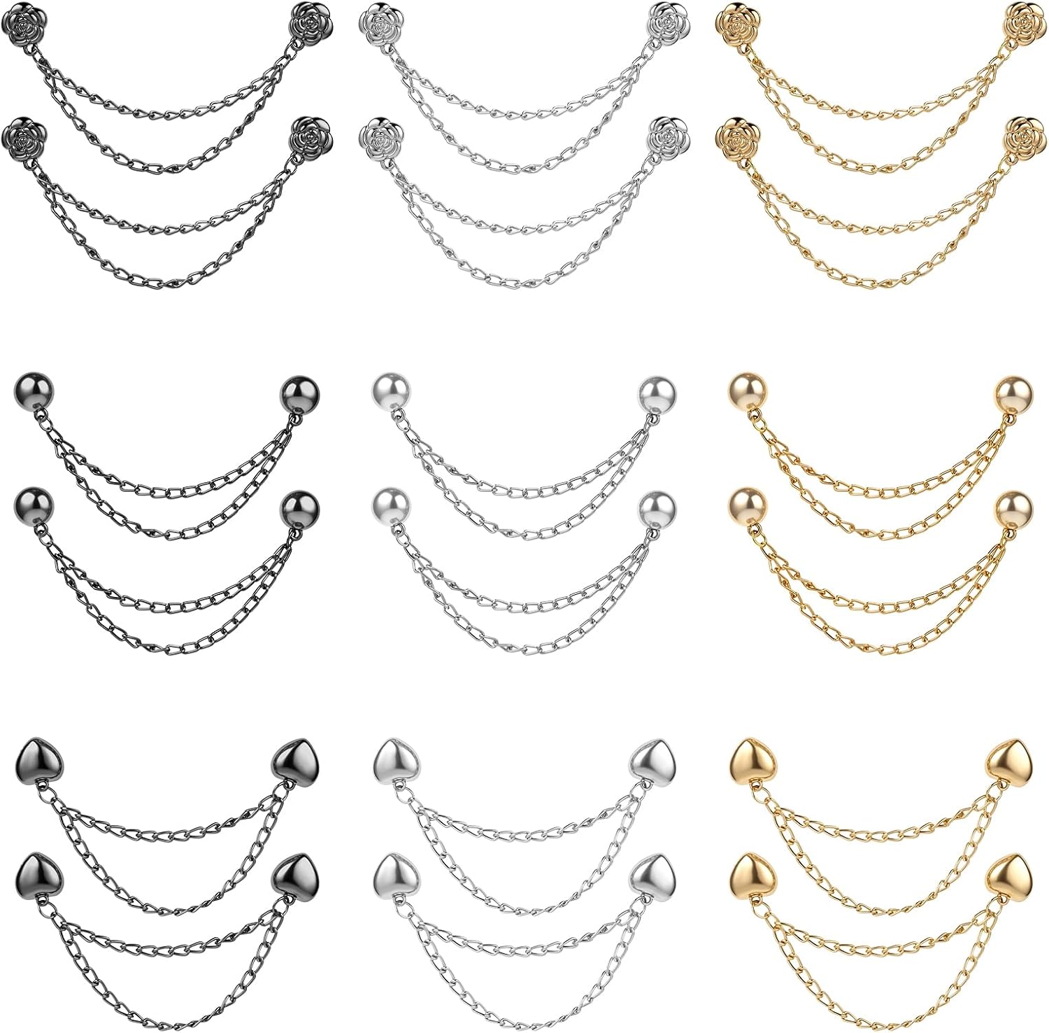 18 Pcs Magnetic Clothing Clips Metal Button T-Shirt Pins with Chain