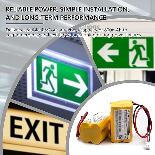 Miniatura 2 de Paquete de 2 baterías de Ni-CD de 4.8 V 700 mAh BL93NC487 para Emergi-Lite BL93NC487, luz de salida Co BAA-48R BAA48R, Interstate NIC0186, Dantona