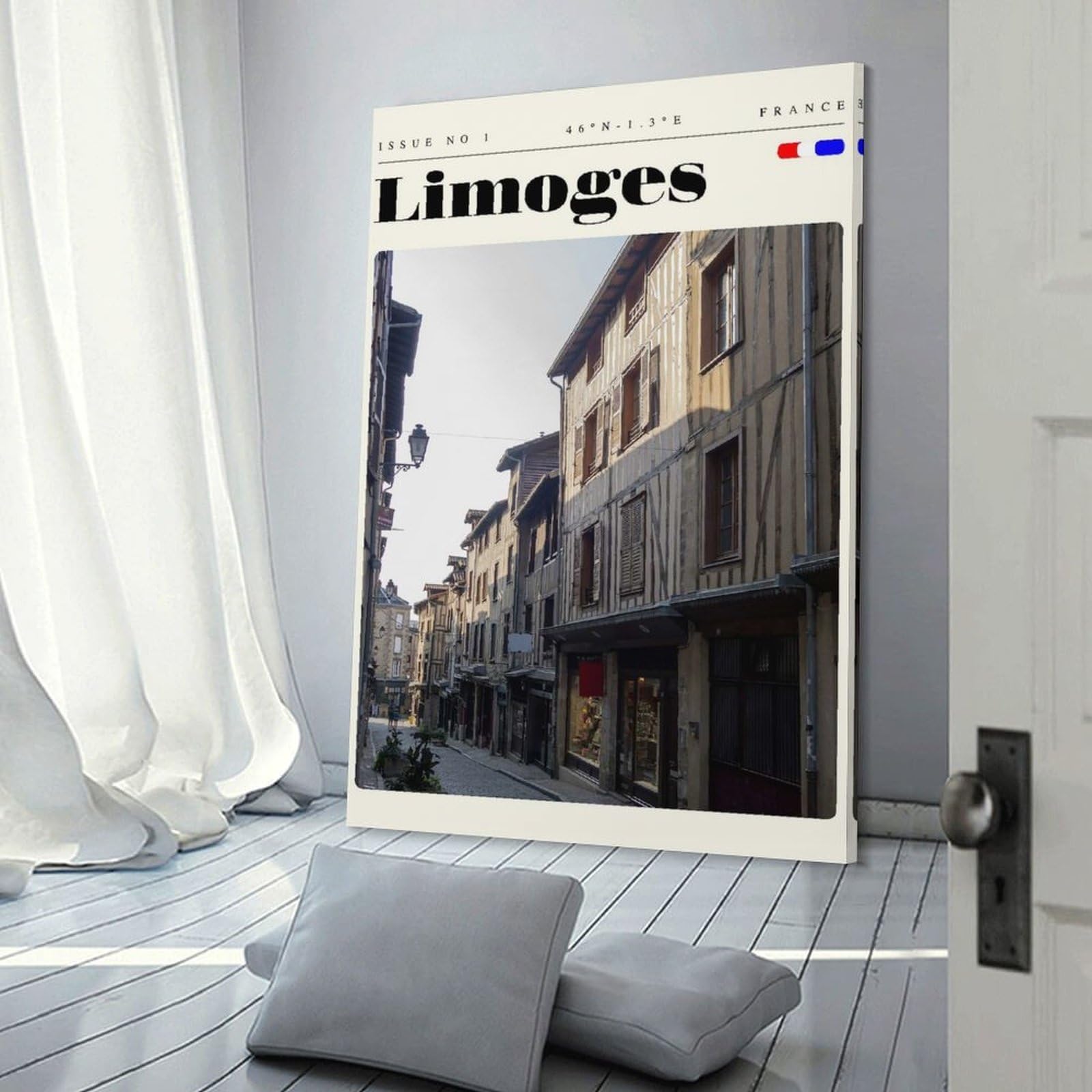 Junmoney Limoges France Travel Art Canvas Wall Art, 24x36inch(60x90cm), for Wall Displays, Bedrooms Or Room Updates, Ideal for Building A Coordinated Art Wall