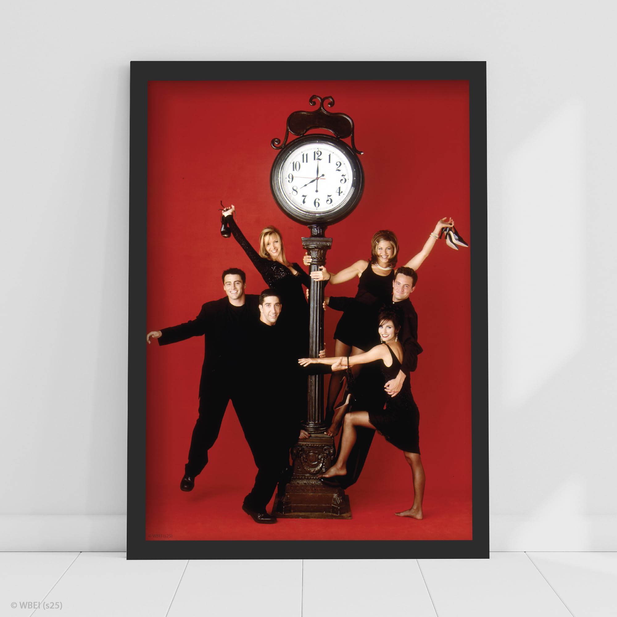 Themed Multicolour Friends Print - The Group With Clock Poster Wall Art (29.7Cm X 42Cm - A3)