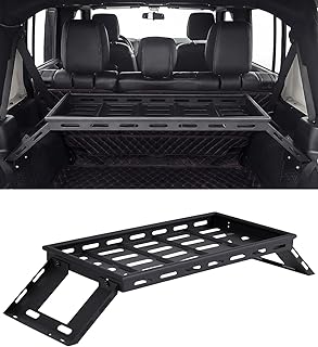 Estante de almacenamiento de carga para maletero trasero para Wrangler JK JKU y JL JLU Unlimited 4 DR, 350 libras de acero al carbono resistente para equipo de viaje Wrangler de campamento, fácil de