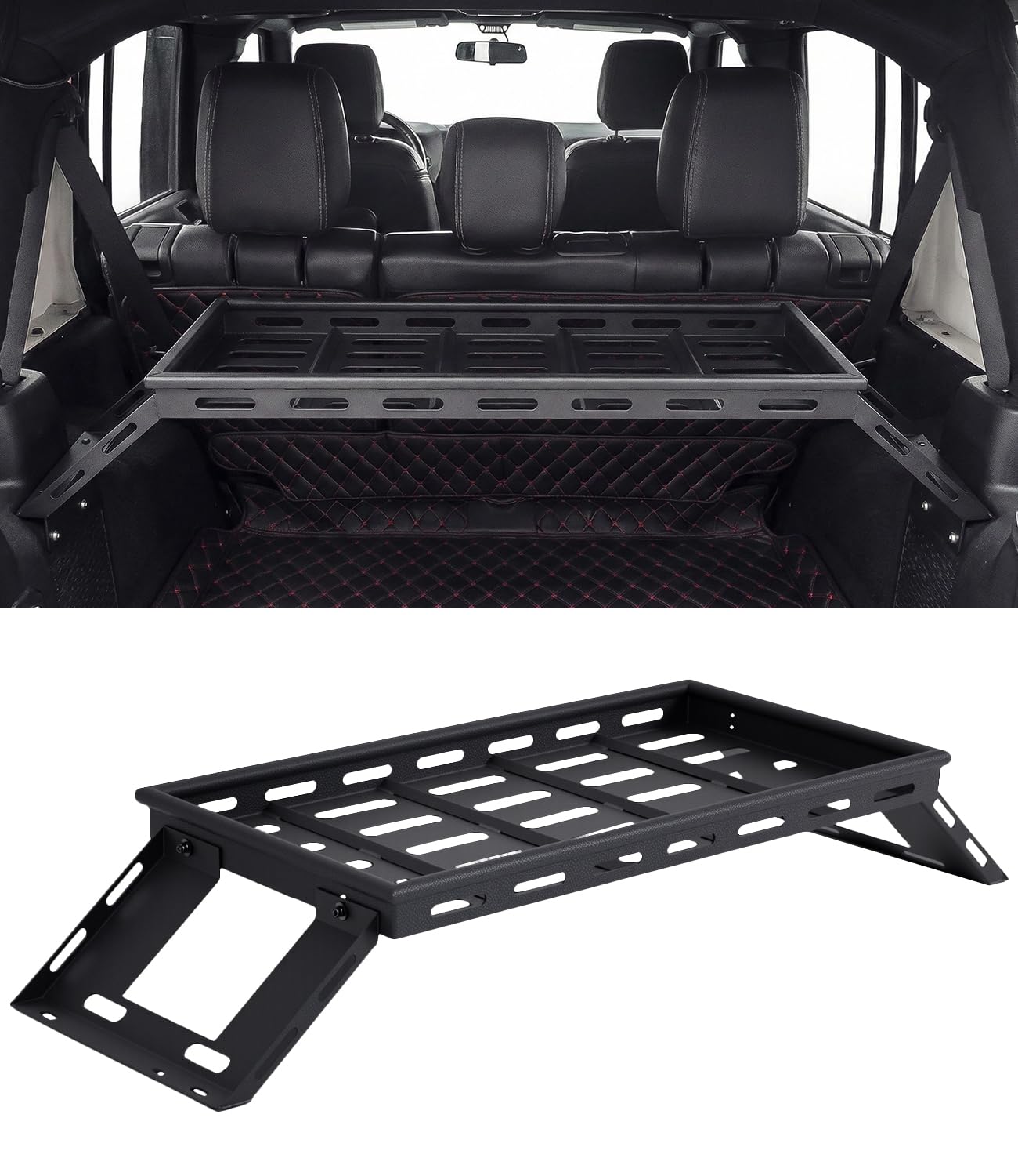 Rear Trunk Cargo Storage Rack for 2007-2025 Wrangler JK JKU & JL JLU Unlimited 4 DR, 350LBS Heavy-Duty Carbon Steel Luggage Rack for Wrangler Camping Trip Gear, Easy to Install