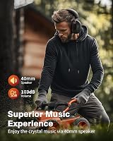 Doohoeek Bluetooth 5.4 Hallásvédő Fejhallgató 1200mAh Akkuval, 120 Óra Üzemidő, 30dB Zajcsökkentés, Fűnyíráshoz és Famunkához, Fekete 6
