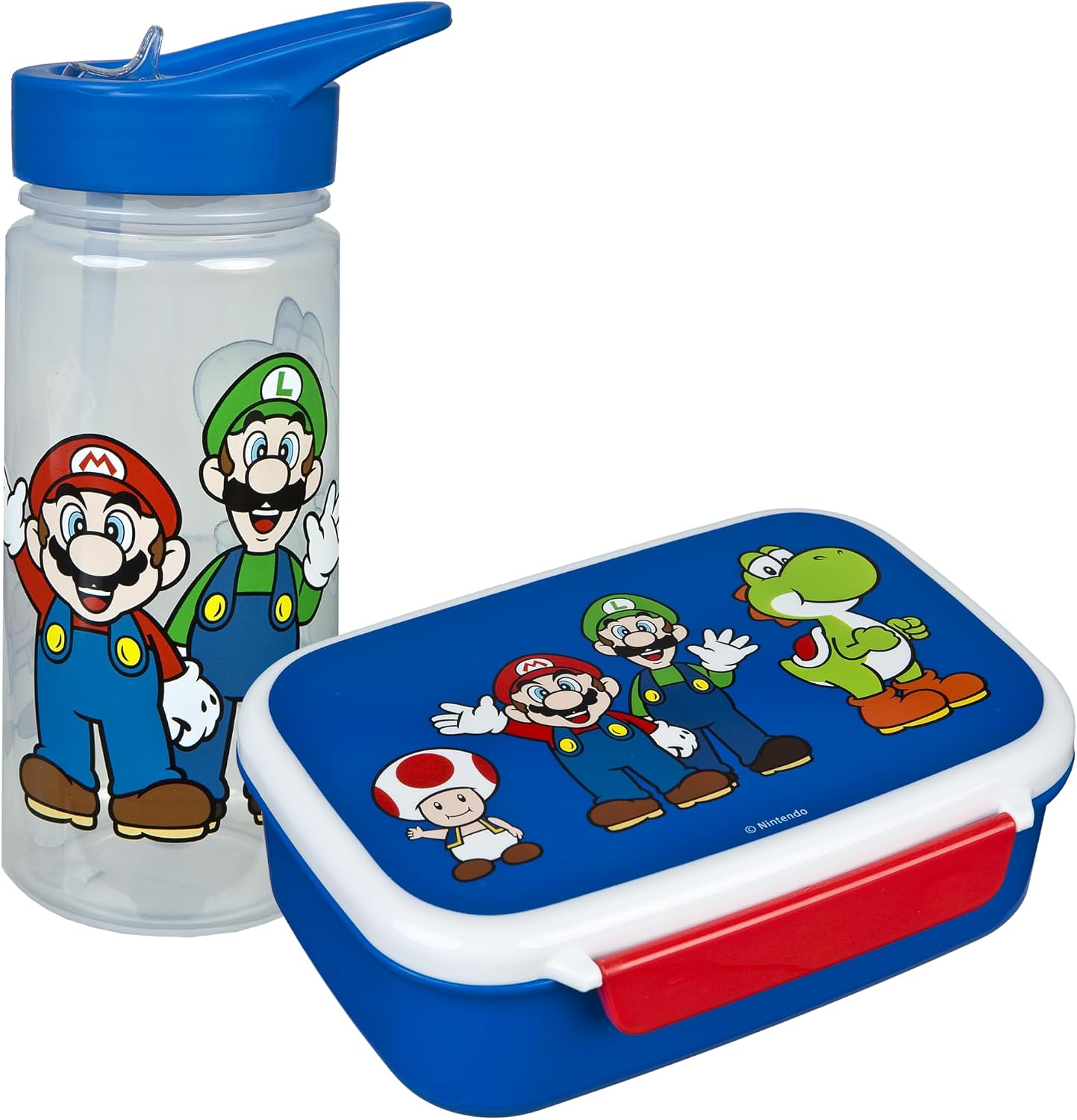 Scooli - Super Mario Childrens Crockery Gift Set - Set Consisting of Lunch Box and Water Bottle - Ideal for School or Nursery - from 4 Years - Made of Plastic - BPA Free