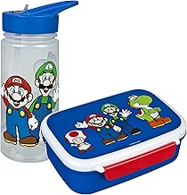 Scooli - Super Mario Set de Vaisselle pour Enfants - Set composé d'une boîte à Pain et d'une Gourde - idéal pour l'école ou la crèche - à partir de 4 Ans - en Plastique - sans BPA