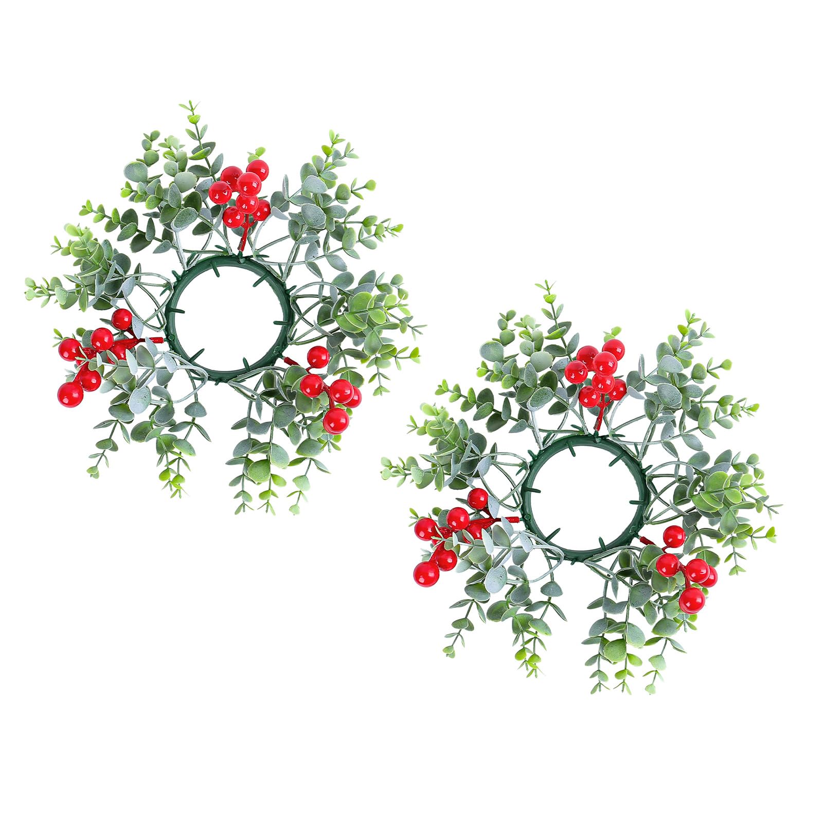 Buxuaaaa Christmas Artificial Berries Holder Rings Candlestick Wreath Decoration for Festivals Party Home Centerpieces Holiday Decoration