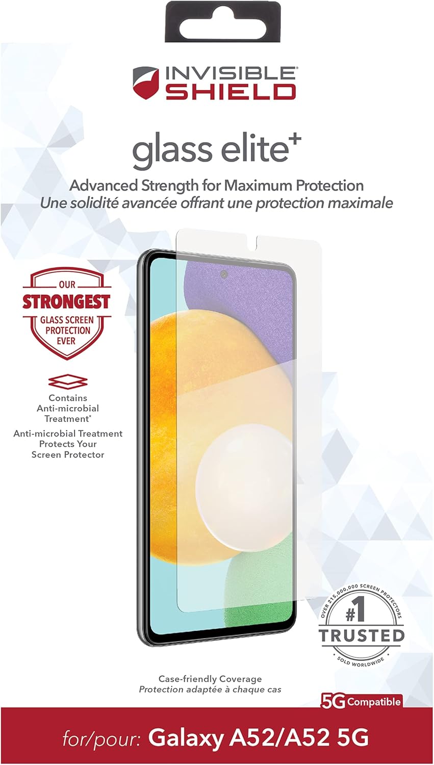 Invisible Shield ZAGG InvisibleShield Glass Elite Plus - Maximum Impact Screen Protector for Galaxy GA52/A52 5G