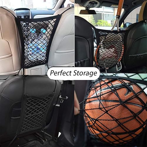 Miniatura 3 de DYKESON Barrera de red para perros con organizador de malla de seguridad automática, bolsa de almacenamiento elástica universal para automóviles,