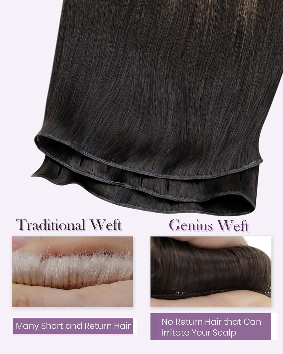 Laavoo Genius Weft Hair Extensions Human Hair 22 Inch 80g Balayage Brown Hand Tied Weft Hair Extensions Long Straight For Women