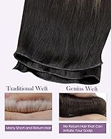 Vista 90 de LaaVoo Extensiones de cabello humano real para coser, extensiones de cabello humano de doble trama, color negro azabache, 18 pulgadas, 3.53 onzas