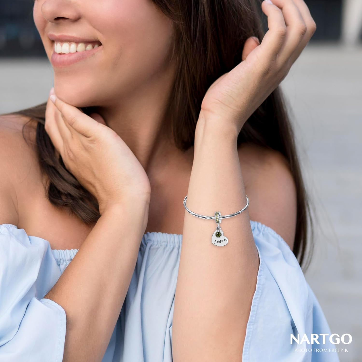 NARTGO January-December Birthstone Birthday Charm Heart Dangle Beads Jewelry Gift for Women Compatible with Pandora Bracelets & Necklaces - Image 7