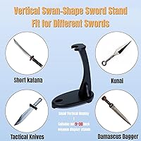Vista 6 de Eforlife Soporte de espada vertical samurái Katana Tanto soporte de exhibición forma de cisne 9.1 in / 17.3 in / 22.8 in