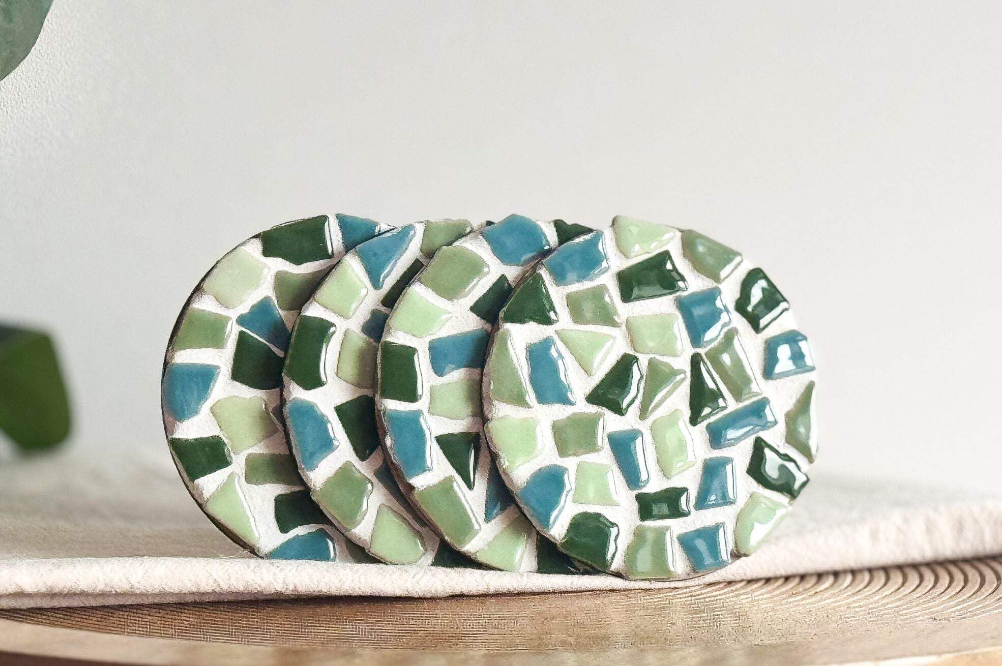 Little Creations Green Mosaic Coasters Set Of 4 | Complete Diy Craft Set Adults | Creative Mosaic Coasters Craft | Versatile Coaster (Green)