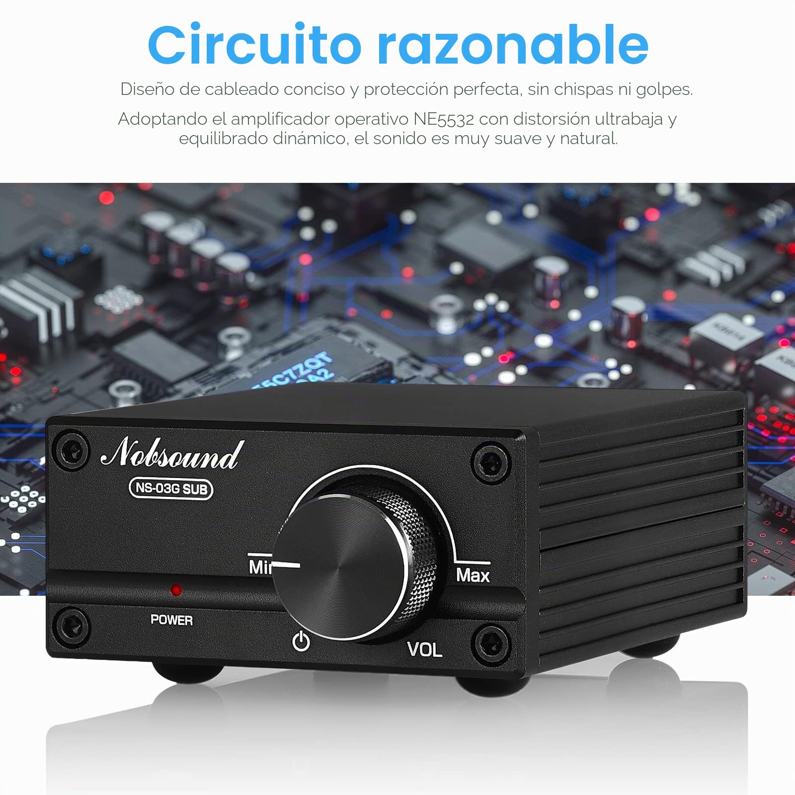 Nobsound - Amplificador de subwoofer (100 W, Fuente de alimentación), Color Negro
