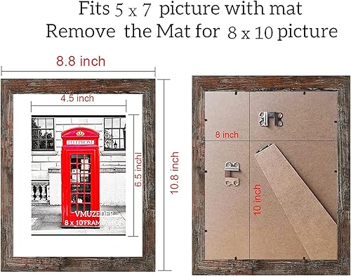 Miniatura 3 de Juego de 6 portarretratos de 8 x 10 pulgadas, color marrón rústico, para fotos de 5 x 7 pulgadas con paspartú o de 8 x 10 pulgadas sin paspartú para