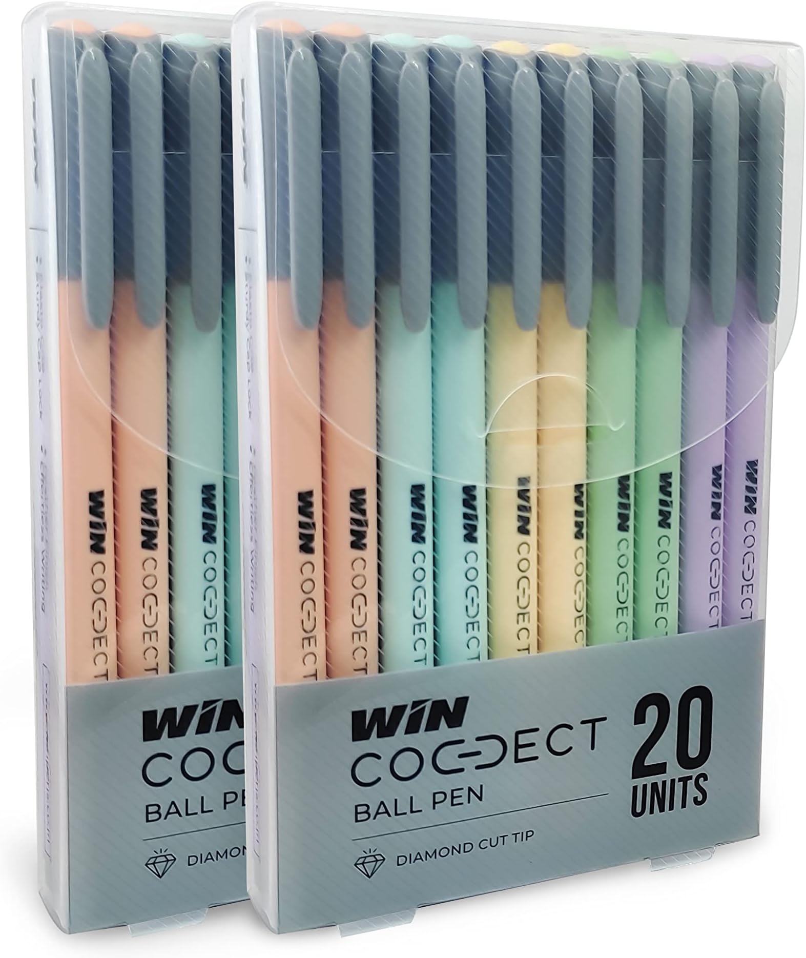 WIN Connect Ball Pens | 40 Blue Ink Pens | 0.7mm Tip | Diamond Cut Tip | Modern Matter Vibe | Smooth Writing | Elastic Grip | Perfect for Kids | Ideal for School, Office & Business | Premium