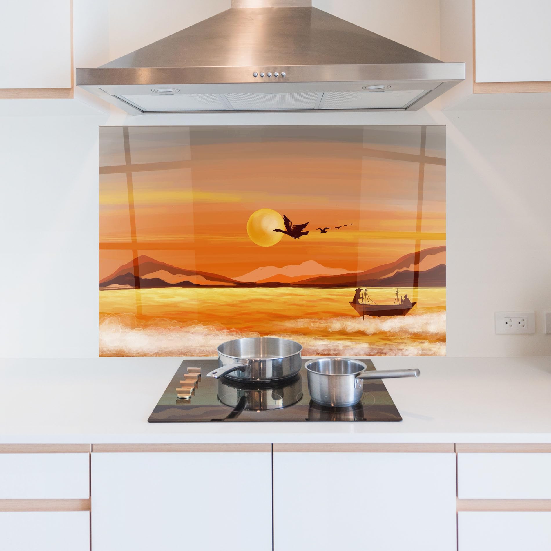 ARTHUB® Paraschizzi Cucina in Vetro temperato 50x70 cm, 20988 | Protezione Contro Gli Schizzi, Protezione murale per fornelli, Vetro temperato, Paesaggi, Laghi