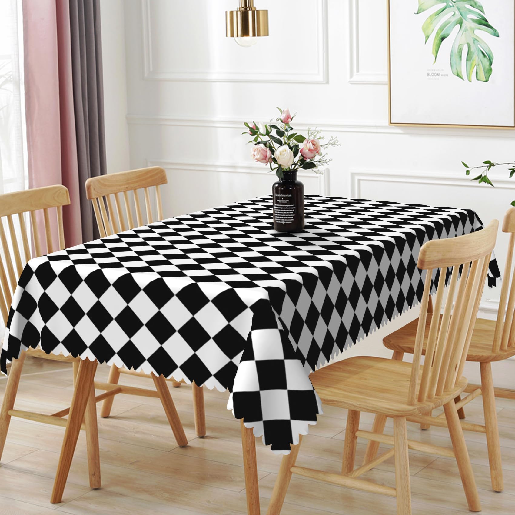 DORCEV Black White Checkerboard Tablecloth - Waterproof Racing Theme Table Cover For Indoor/Outdoor Parties, 70x140 Inches - View #5
