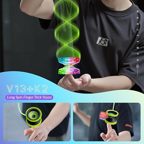 Miniatura 18 de MAGICYOYO V13 DEEPSPIN Yoyo Bimaterial para niños de 8 a 12 años, Yoyo profesional de doble función para todos los niveles de habilidad, Yo-yo de