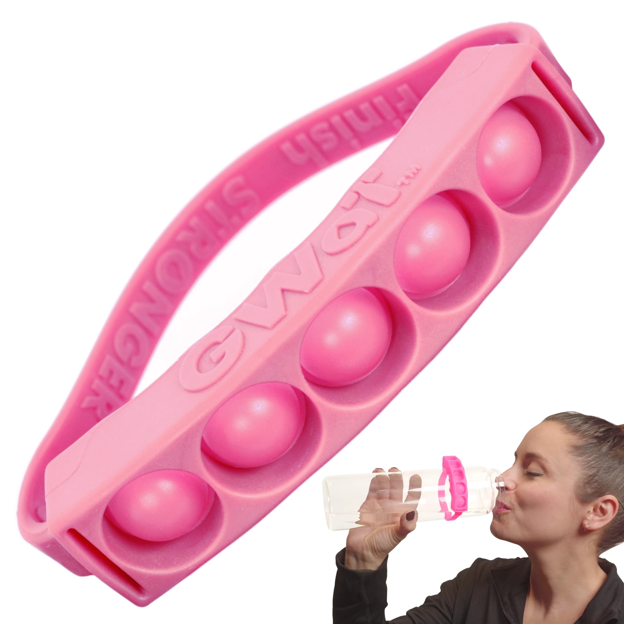 GWaT Water Bottle Hydration Tracker - Daily Water Reminder & Goal Setter - Reusable Silicone Band for Fitness, Weight Loss & Hydration Tracking