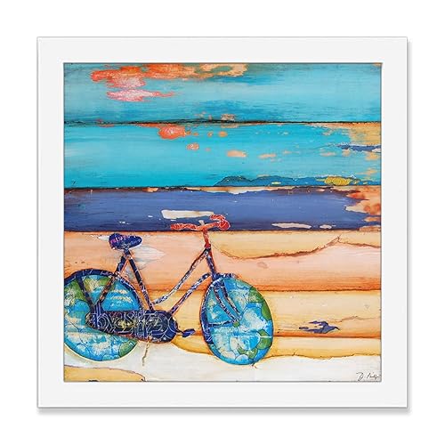 Proper Use of the Kickstand- Danny Phillips Art Print, Unframed, Blue Bicycle Artwork, Biking Art, Cycling Art, Retro Vintage Mixed Media Collage