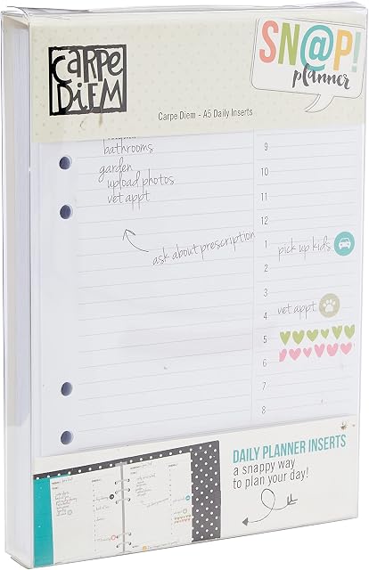 Simple Stories Carpe Diem A5 Double-Sided Daily Inserts 156/Pkg-,, 2.79 x 15.87 x 22.22 cm