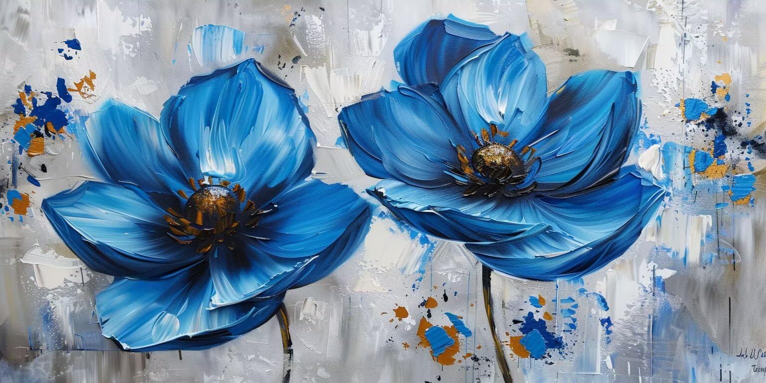 Pintar por Numeros Adultos, Crisantemo Azul, 70x90cm 7JGWX-281