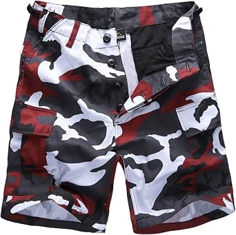 BACKBONE Mens Camouflage Cargo Shorts, MultiPocket Outdoor Casual Work Shorts