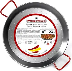 MAGEFESA Panela de paella de aço carbono em aço polido (9 pol. - 23 cm - 1 porções)