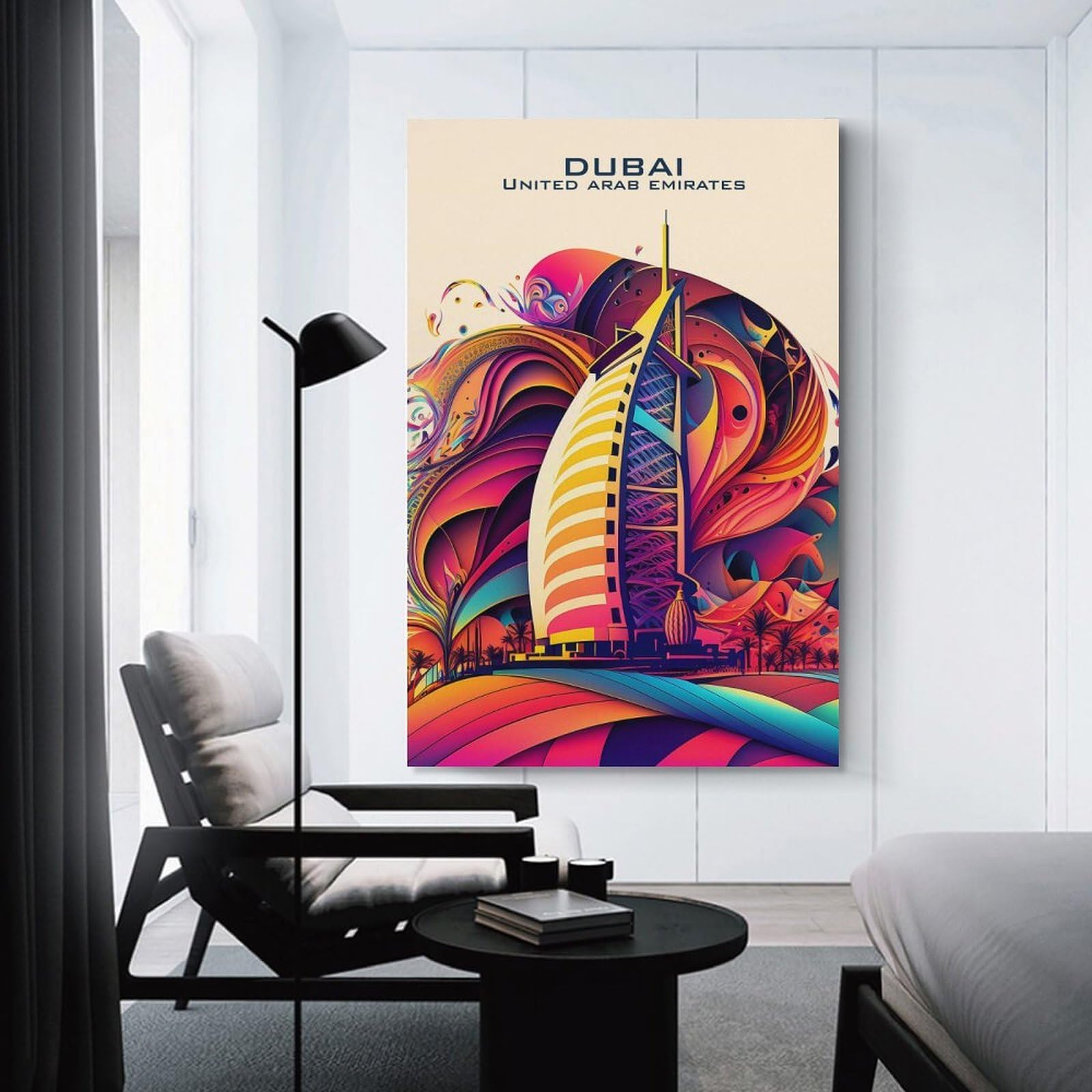 Junmoney Dubai Poster Art Hanging Wall Art, 24x36inch(60x90cm), for Entryway, Lounge Links Or Small Walls, Home Artwork for First Impressions